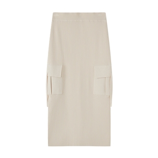 SLY2024冬季新品工装风开叉裙口袋针织半身裙030HAA71-1461