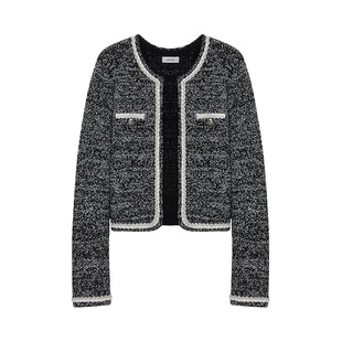 CRUSH Collection冬季新款花呢小香风撞色夹克短外套上衣女