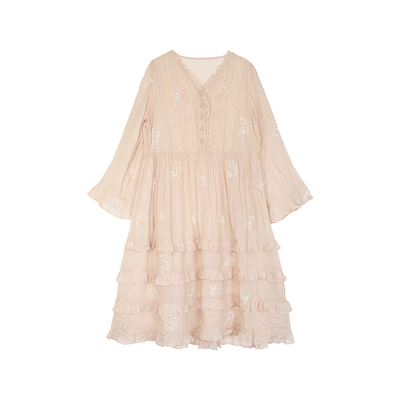 安妮森林100苎麻层叠蛋糕连衣裙