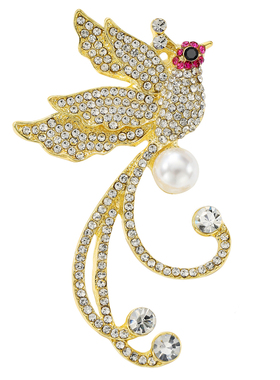 珍珠凤凰于飞西装胸针高端精致时尚高档女款胸花别针西装压襟配饰