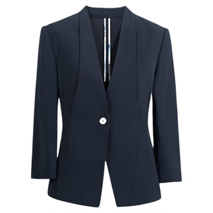 OFFIY-知性女极简利落醋酸春夏短款职业高级气质西装小外套26新款