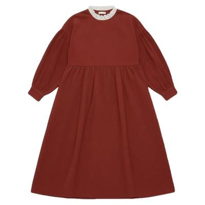 纯色长袖连衣裙加绒母女韩版秋冬