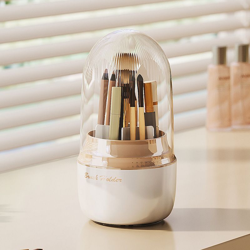 轻奢风高颜值化妆刷收纳桶家用防尘口红眉笔化妆品收纳盒旋转刷筒