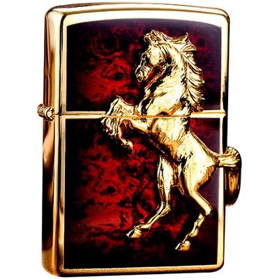 情人节礼物zippo正版镀金鸿运骏