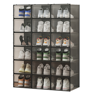 加厚鞋盒收纳盒透明折叠存放靴子塑料球鞋架鞋柜抽屉式省空间神器