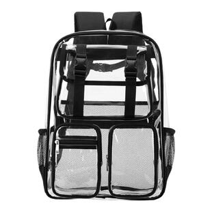 透明书包学生专用男女 时尚休闲PVC双肩包大容量防水高中校园背包