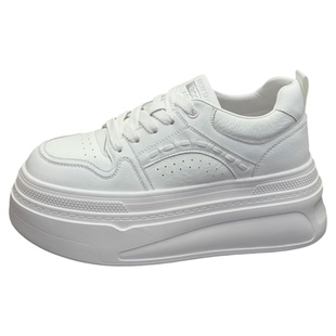 小个子增高6CM厚底松糕鞋女2026春季新款真皮小白鞋时尚休闲板鞋