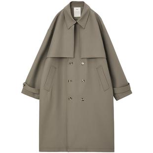 w2x2024春秋季新款翻领男士双排扣风衣中长款高级感大衣战壕外套