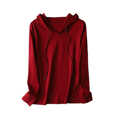 柔软透气薄款连帽丝光棉卫衣女