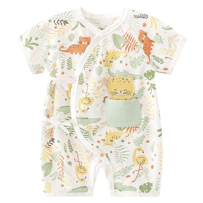 新生宝宝夏季短袖绑带连体哈衣