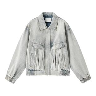 MOUSSY 2026秋季新品复古风做旧浅水洗牛仔夹克外套028JAA10-1001