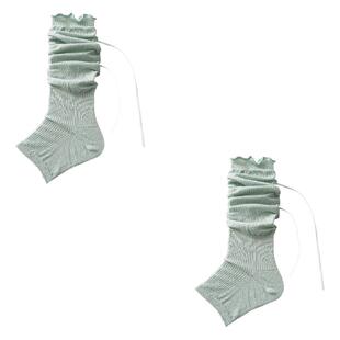 夜间教习室踩脚袜套女夏季薄款芭蕾风中筒堆堆袜子丝带蝴蝶结腿套