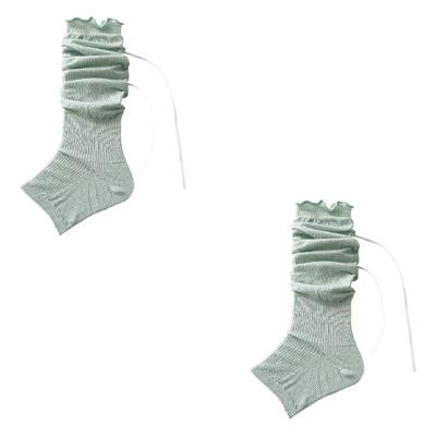 夜间教习室踩脚袜套女夏季薄款芭蕾风中筒堆堆袜子丝带蝴蝶结腿套
