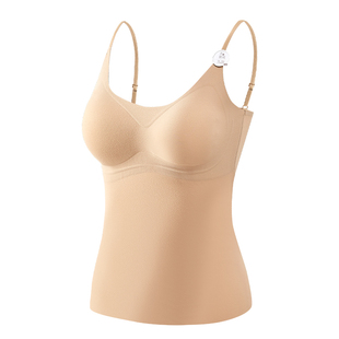 猫人保暖吊带背心女带胸垫一体2025新款内搭加绒无痕打底内衣秋冬