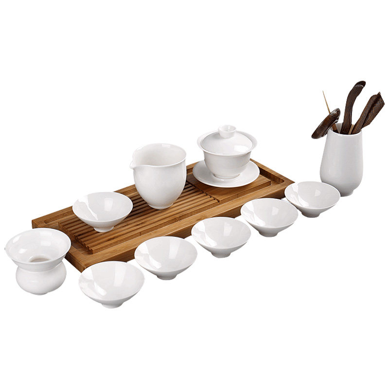 德化白瓷简约斗笠只装茶具套装