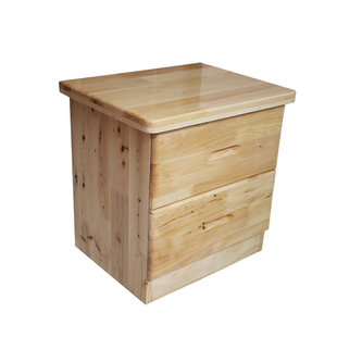 全实木床头柜现代简约柏木床边柜小储物柜整装卧室原木色双抽屉柜