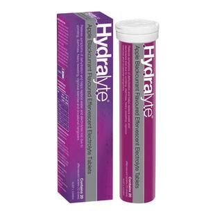 Hydralyte电解质水泡腾片发烧拉肚补水恢复体力运动补水20粒苹果