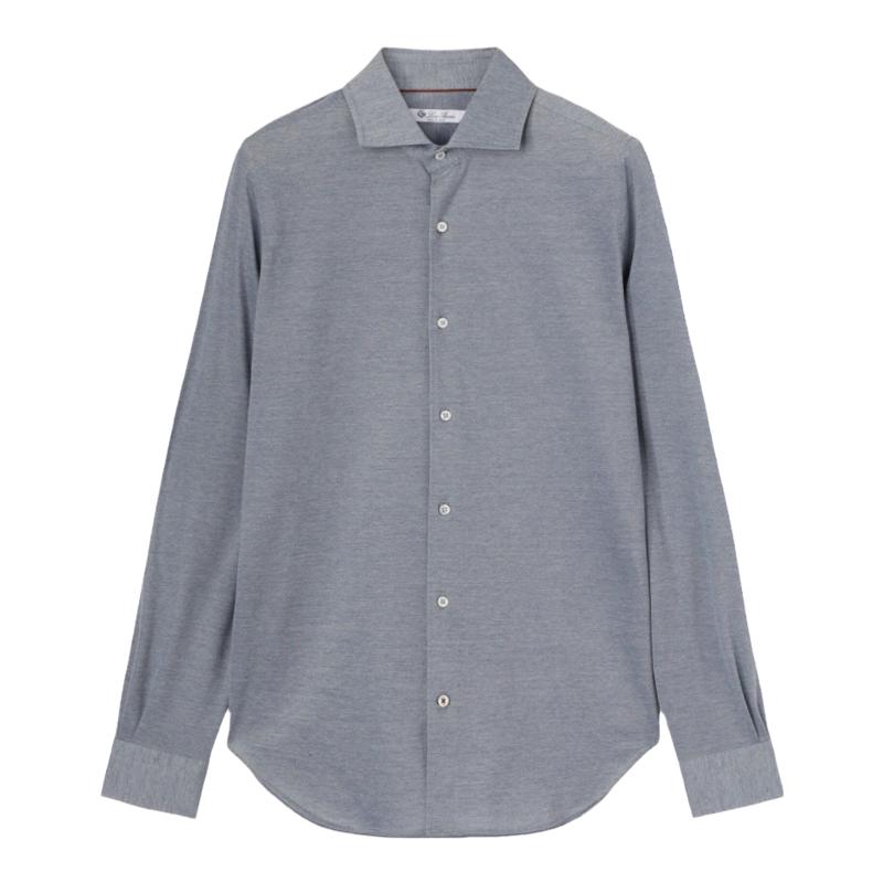 Loro Piana/诺悠翩雅男装商务休闲长袖灰色棉质牛津衬衫