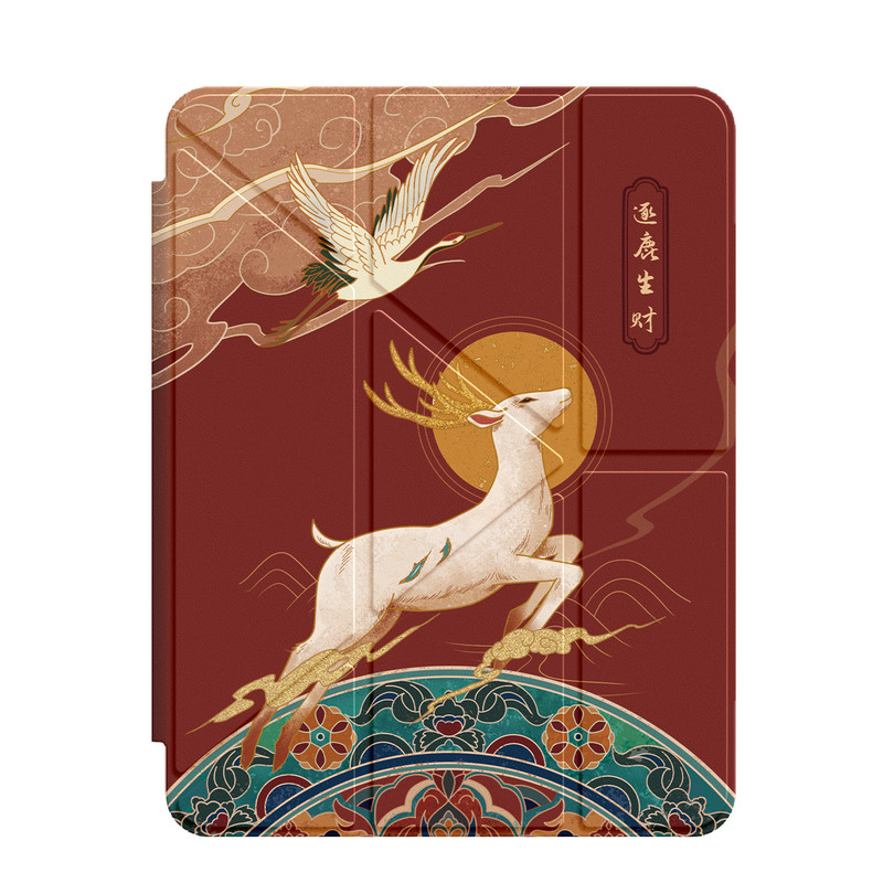 适用ipad12保护套2026新款a16平板壳苹果air8带笔槽pro11透明9代2021亚克力mini5防弯10.2逐鹿生财中国风Y型