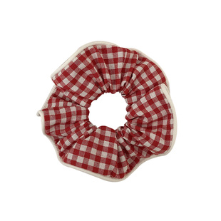 少女研究所~红格子包边发圈头饰高弹扎头发饰后脑勺盘发头绳韩国