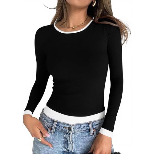 Y 28143 Round Neck Slim Fit Long Sleeve T-Shirt 圆领修身T恤