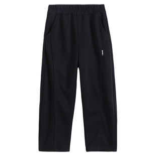 男童冬季韩范灰色弯刀加绒运动卫裤2025新款儿童秋冬加厚阔腿裤子