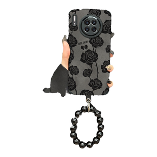 适用于华为mate30手机壳mate30Pro保护套个性创意复古皮质深邃不顶膜黑玫瑰翻毛皮女款防摔镜头全包质感高级