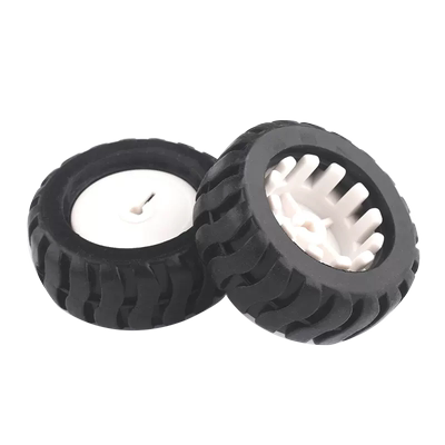 D字轴橡胶轮胎34/43MM机器人配件循迹小车模型车轮 配N20减速电机
