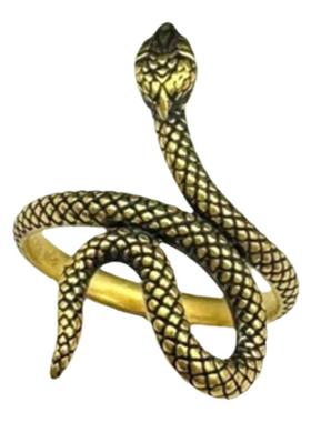 МОПО流金古埃及独白蛇戒纯银镀黄金色黑金蛇形戒指男女情侣潮