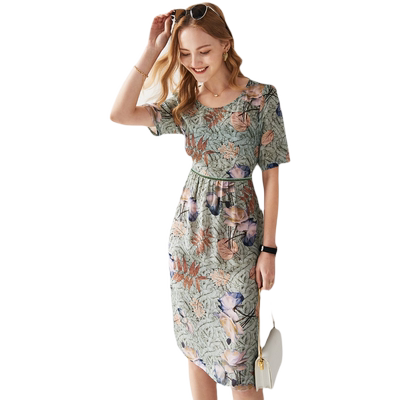 帕罗淑女A字裙桑蚕丝连衣裙