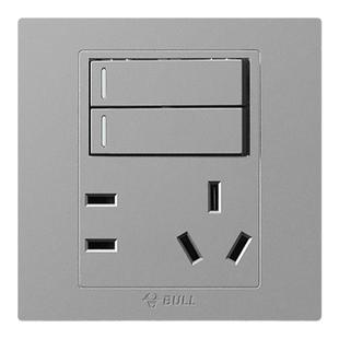 公牛二开五孔双控家用86型5孔开关面板插座官网旗舰带开关一开