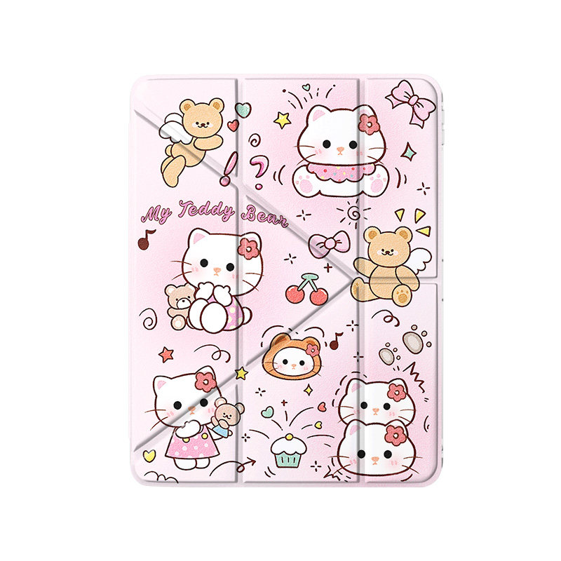 适用苹果ipad平板壳Y折可爱小猫