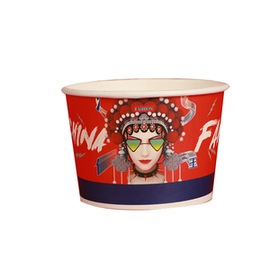 国潮风纸碗一次性商用批发整箱摆摊专用定制圆形小吃外卖打包餐盒