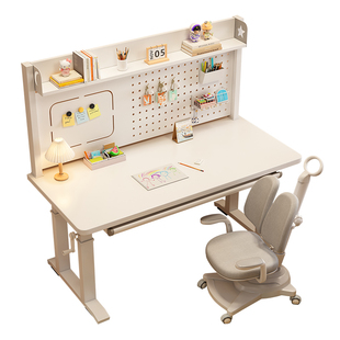 实木儿童学习桌家用书桌小学生新款护眼写字桌双人可升降桌椅套装