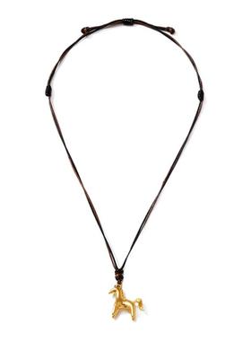 卡洛美骏马轻驰毛衣链现在设计感可爱小木马棕绳抽拉长款项链配饰