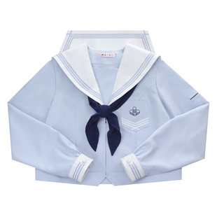樱花家族jk制服【泽铭部】校供感灰水色水手服长袖上衣中间服套装