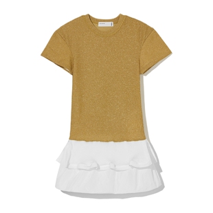 IT TOGA ARCHIVES女装短袖长上衣新款优雅时髦褶饰拼接下摆H089XM