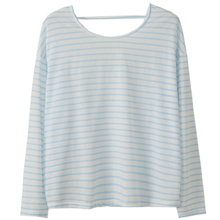 胖莹莹大码女装韩系清新减龄休闲薄款条纹长袖T恤宽松设计感罩衫