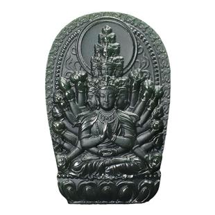 新疆和田玉观音吊坠男款青玉吊坠千手观音佛像男士项链玉石玉项坠