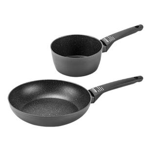 Moneta意大利进口麦饭石不粘锅煎锅奶锅2件套 一人食套装锅