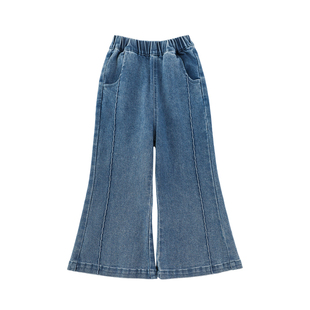 幼悠女童2026春季新款时髦宽松牛仔喇叭裤耐穿儿童百搭九分半裤潮