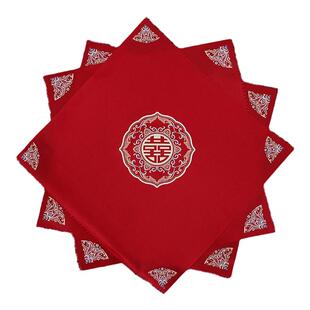 结婚手帕婚礼新娘女方陪嫁用品红色手绢龙凤双喜字小手巾喜帕方巾