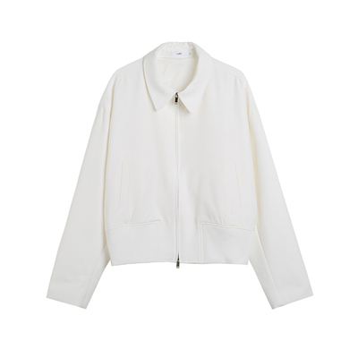 COLN秋季纯色宽螺纹廓形短款夹克