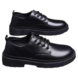 西装皮鞋男款秋季英伦风商务正装学生增高休闲软底防水黑色大头鞋