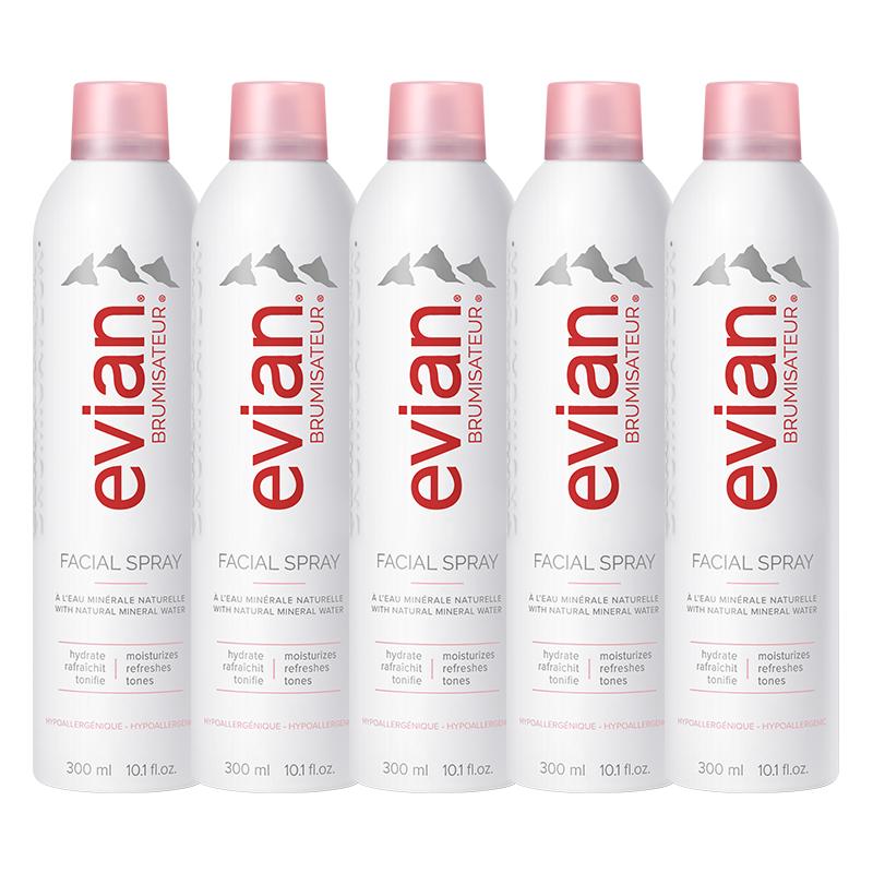 【自营】Evian/依云保湿天然喷雾化妆水300ml5支装法国定妆爽肤水