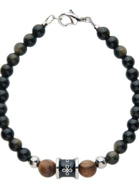 KLINKLINMEN黑曜石虎眼石青金手串手链男生转运珠七夕送男友礼物