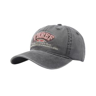 儿童棒球帽春秋季美式字母刺绣韩版做旧软顶男童遮阳帽女童鸭舌帽