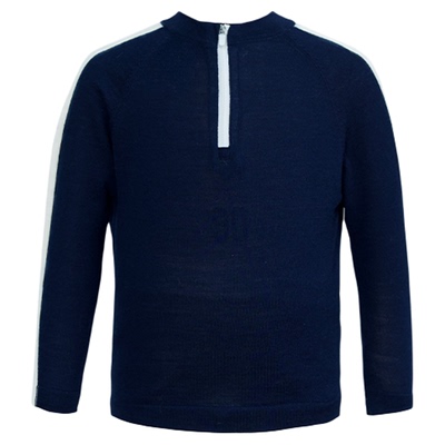 美利奴羊毛男女宝半拉链长袖T恤