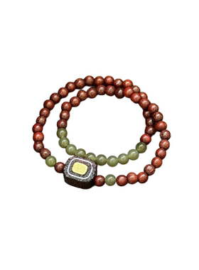 檀木手串天然金星紫檀和田玉手链