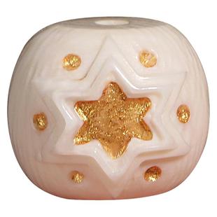 精工猛犸牙雕刻六角星隔珠描金顶珠背云星月金刚菩提手串DIY配饰